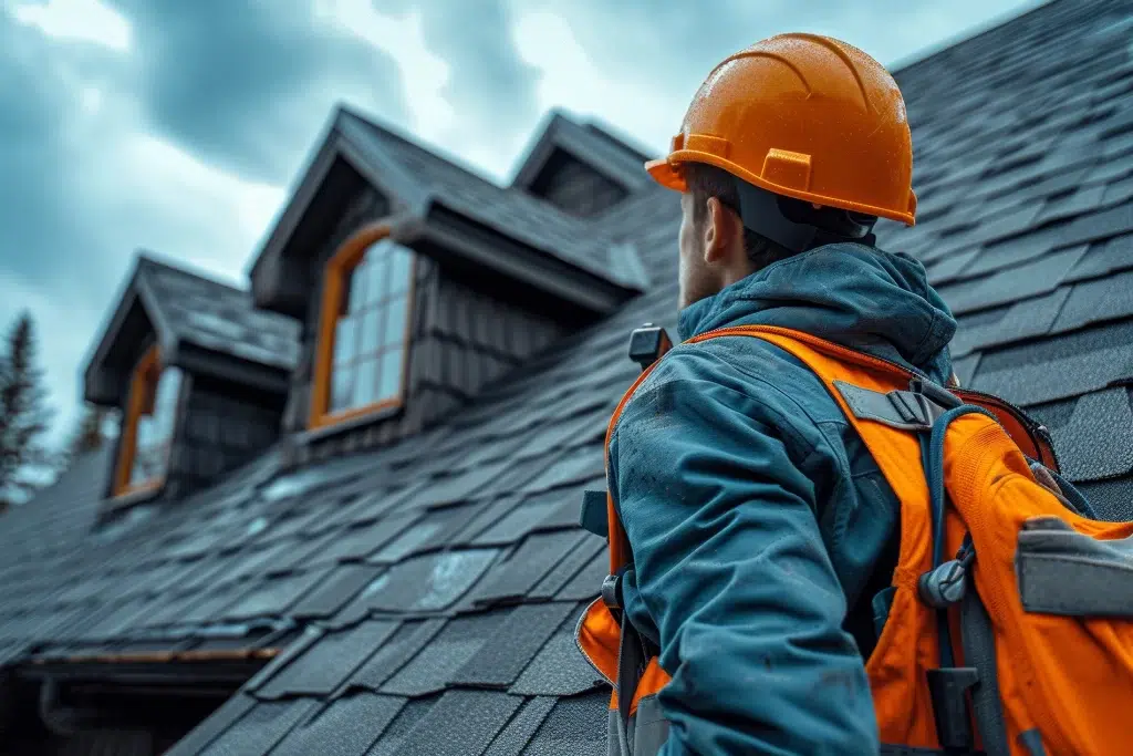 Inspector Looking at Roof | Rigid Roofing